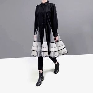 Black dress tulle detail flowy long sleeve